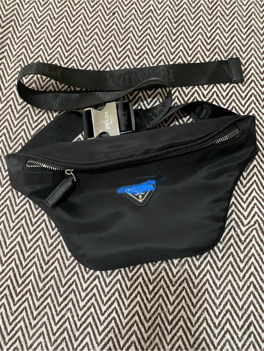 Black Nylon Crossbody Belt Bag